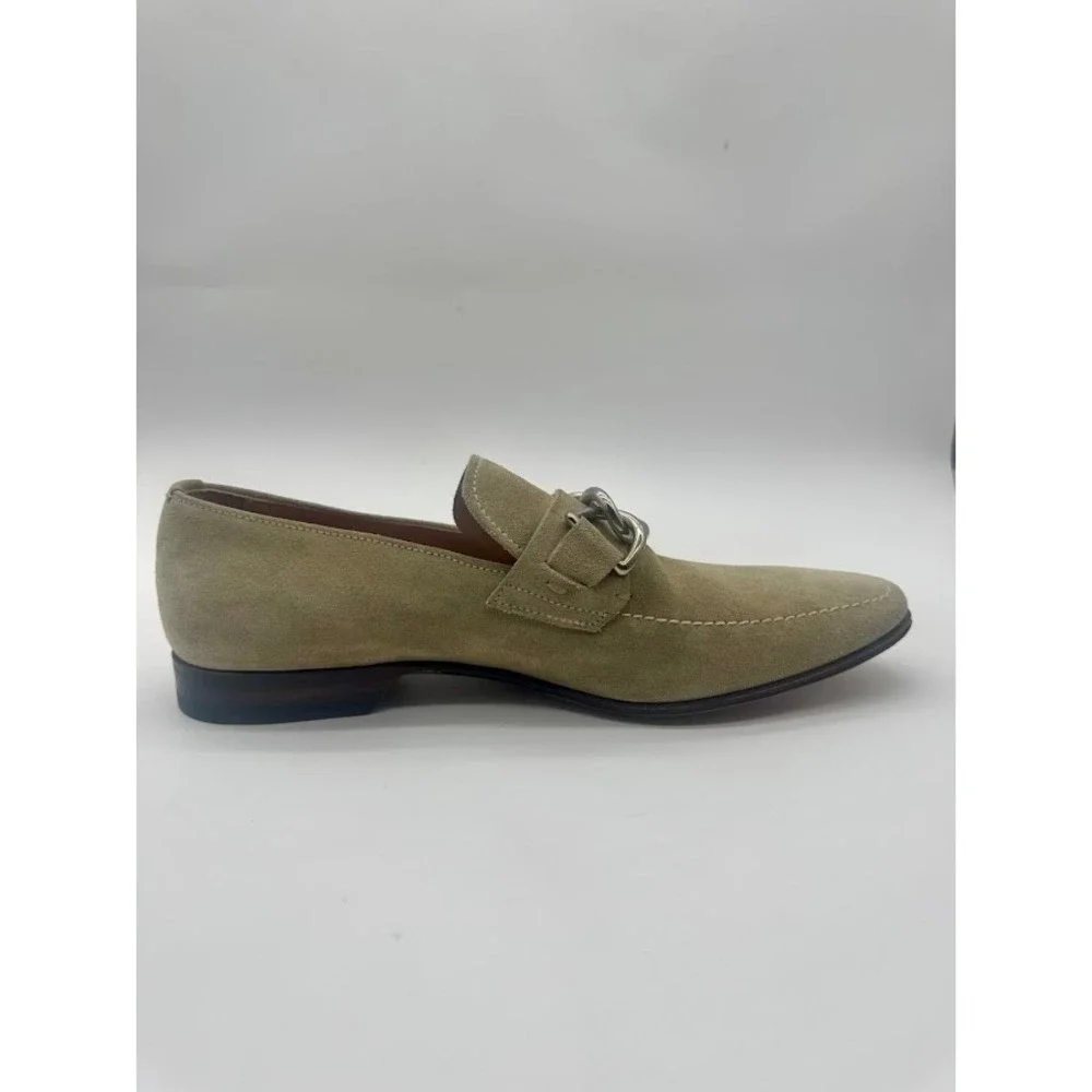 Prada Men Suede Loafers Taupe Grey Chain Detail Made in Italy 0950 5991 Size 6.5